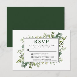 Cartão RSVP Casamento de Elegante Aquarela Verde Botânico