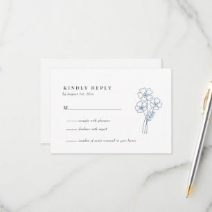 Cartão RSVP Casamento de Elegante Wildflower Periwinkle