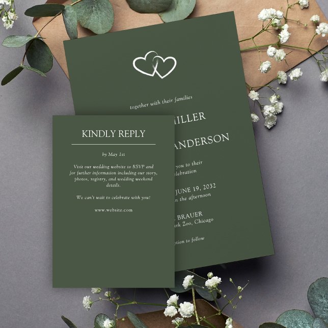 Cartão RSVP Casamento de Elementos Simples Modernos Elegante (Criador carregado)