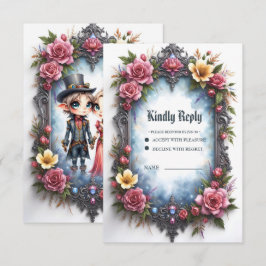 Cartão RSVP Casamento de Elfo Steampunk Caprichoso