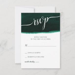 Cartão RSVP Casamento de Emerald Green Watercolor