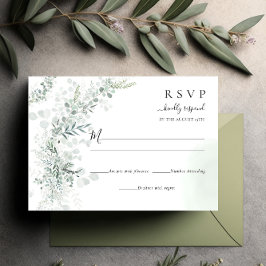Cartão RSVP Casamento de Enfermaria Botânica Eucalyptus Chic E
