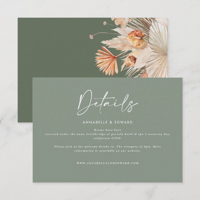 Cartão RSVP Casamento de erva elegante verde-seno moderno (Frente/Verso)