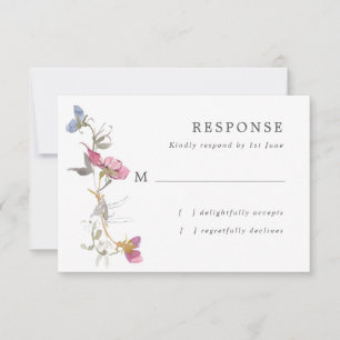 Cartão RSVP Casamento de Ervilha Doce Roxo