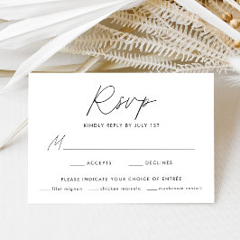 Cartão RSVP Casamento de Escolha de Refeição com Letra Preta M