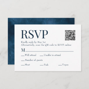 Cartão RSVP Casamento de Escolha de Refeição de Código Qr de V