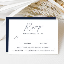 Cartão RSVP Casamento de Escolha de Refeição em Script Azul Mi
