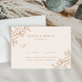 Cartão RSVP Casamento de Escolha de Refeição Floral de Cobre