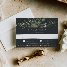 Cartão RSVP Casamento de Escolha de Refeições Botânicas Verdes