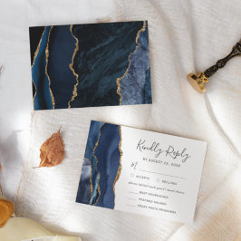 Cartão RSVP Casamento de Escolha de Refeições de Agato Dourado