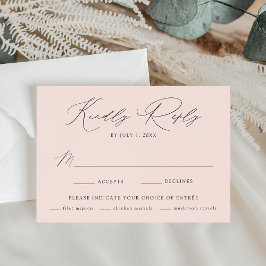 Cartão RSVP Casamento de Escolha de Refeições de Blush Moderno