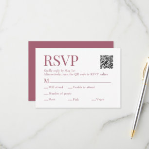 Cartão RSVP Casamento de Escolha de Refeições de Código Qr de