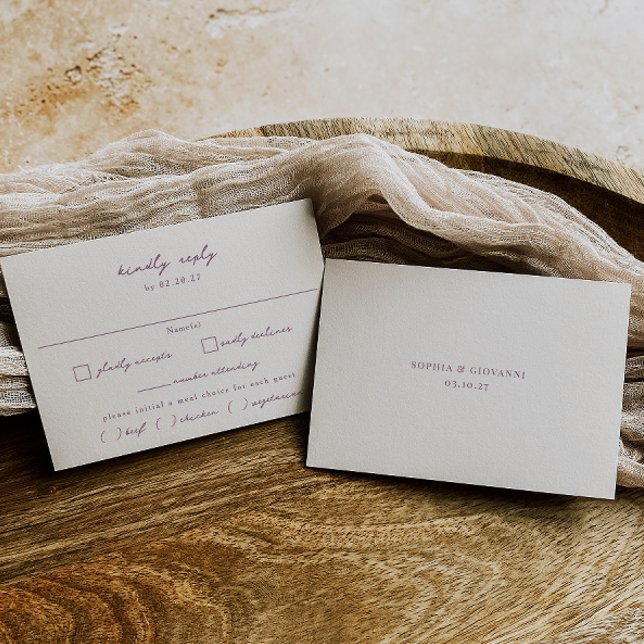 Cartão RSVP Casamento de Escolha de Refeições de Mauve de VERO (Criador carregado)