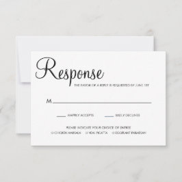 Cartão RSVP Casamento de Escolha de Refeições de Script Elegan