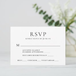 Cartão RSVP Casamento de Escolha de Refeições de Script Modern