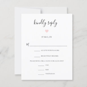 Cartão RSVP Casamento de Escolha de Refeições de Script Pret