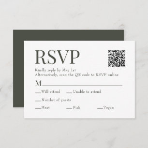 Cartão RSVP Casamento de Escolha de Refeições do Código Qr de