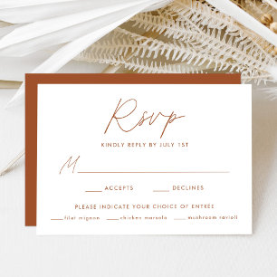 Cartão RSVP Casamento de Escolha de Refeições do Script de Ter