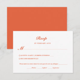 Cartão RSVP Casamento de Escolha de Refeições Laranja Moderna 