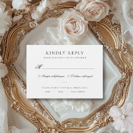 Cartão RSVP Casamento de Escolha de Refeições Pretas e Brancas