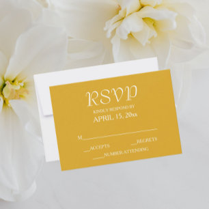 Cartão RSVP Casamento de Estilo Simples Amarelo-ouro