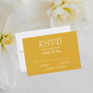 Cartão RSVP Casamento de Estilo Simples Amarelo-ouro