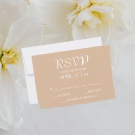 Cartão RSVP Casamento de Estilo Simples Beige