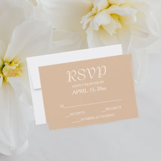 Cartão RSVP Casamento de Estilo Simples Beige