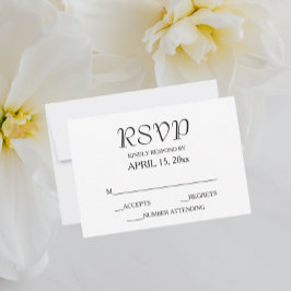 Cartão RSVP Casamento de Estilo Simples Branco