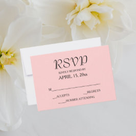 Cartão RSVP Casamento de Estilo Simples Cor-de-Rosa Espelho