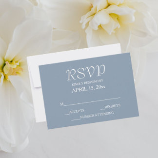 Cartão RSVP Casamento de Estilo Simples Dusty Blue