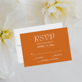 Cartão RSVP Casamento de Estilo Simples Laranja Queimado