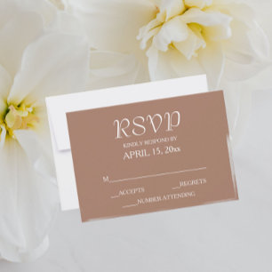 Cartão RSVP Casamento de Estilo Simples Mocha