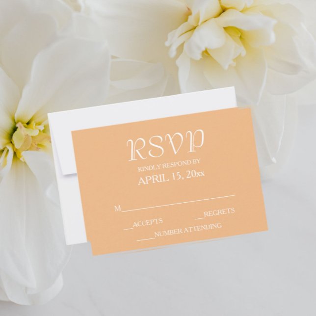 Cartão RSVP Casamento de Estilo Simples Peach (In Situ Wedding)