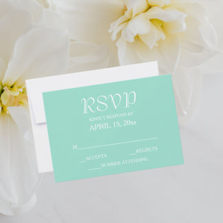 Cartão RSVP Casamento de Estilo Simples Seafoam