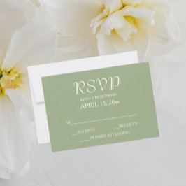 Cartão RSVP Casamento de Estilo Simples Verde Sage