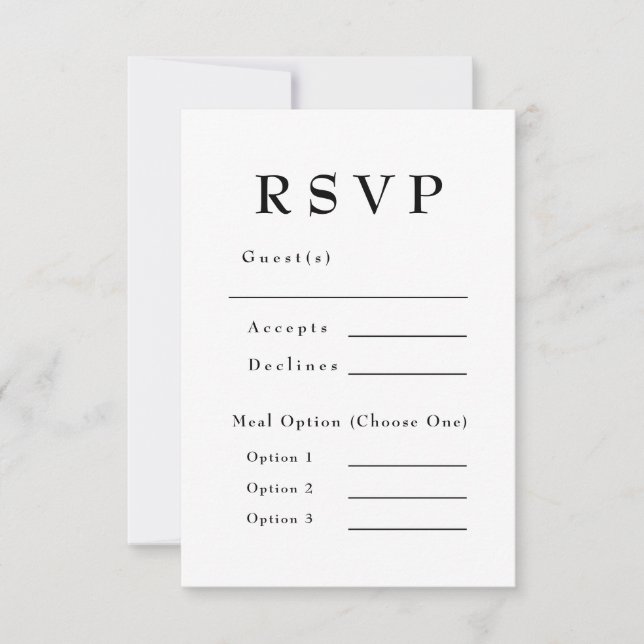 Cartão RSVP Casamento de Eterno preto e branco legante (Frente)