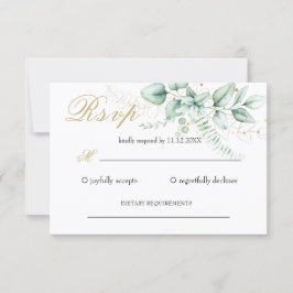 Cartão RSVP Casamento de Eucalipto Verde Elegante