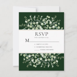 Cartão RSVP Casamento de Eucalipto Verde Escuro