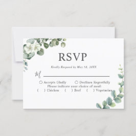 Cartão RSVP Casamento de Eucalyptus aquarela Rustic Greenery