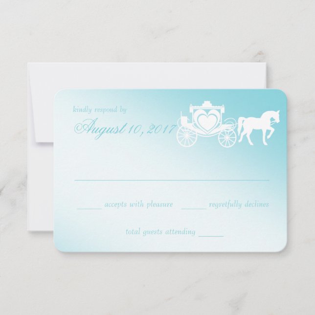 Cartão RSVP Casamento de fadas com cavalos e Carruagems (Frente)