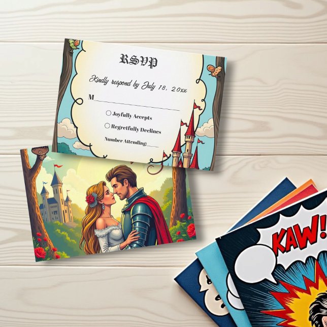 Cartão RSVP Casamento de Fairytale do Castelo da Floresta Enca (Criador carregado)