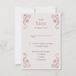 Cartão RSVP Casamento de Fairytale Floral Dourada