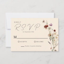 Cartão RSVP Casamento de Fall Boho Wildflower