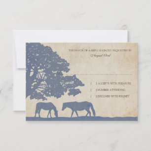 Cartão RSVP Casamento de Fazendas de Cavalo com  Blue e Ivory 