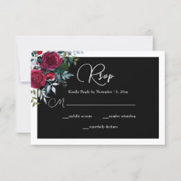 Cartão RSVP Casamento de Feriado de Rosa Floral de Natal Elega