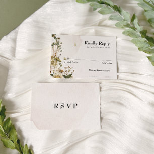 Cartão RSVP Casamento De Ferro Floral Seco Elegante
