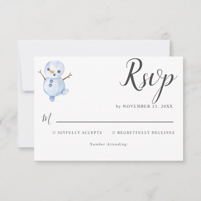 Cartão RSVP Casamento de flocos de neve da Wonderland Winter (Frente)