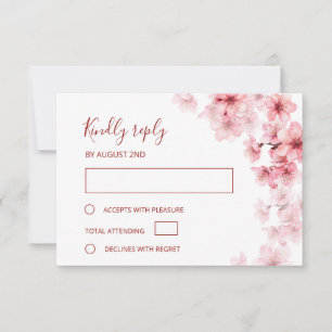 Cartão RSVP Casamento de Flor de Cerejeira em Aquarela
