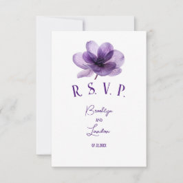 Cartão RSVP Casamento de Flor Roxo Gordo